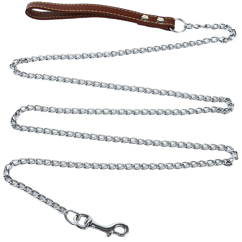 Bite Proof Heavy Duty Chain Dog Leash Pet Metal Lead Handle Trigger Hook Pet Training Collar Leash Necklace Dog Product