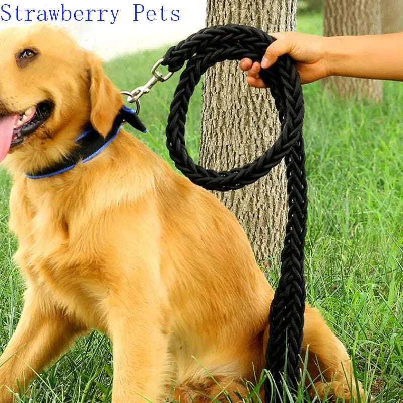 130cm L/XL Super Strong Coarse Nylon Dog Leash Army Green Canvas Double Row Adjustable Dog Collar For Medium Large Dogs
